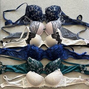 Victoria's Secret Lace Bra Collection - Navy, Pink, Gray, Blue, Green